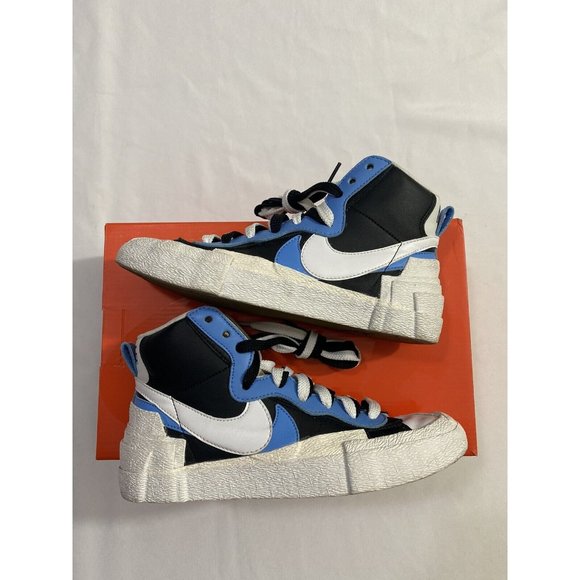 Pre-Owned Mens Size 5.5 Black Blue Nike Blazer Mid / Sacai Basketball Shoes